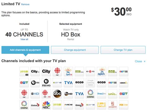 shaw tv packages and pricing.